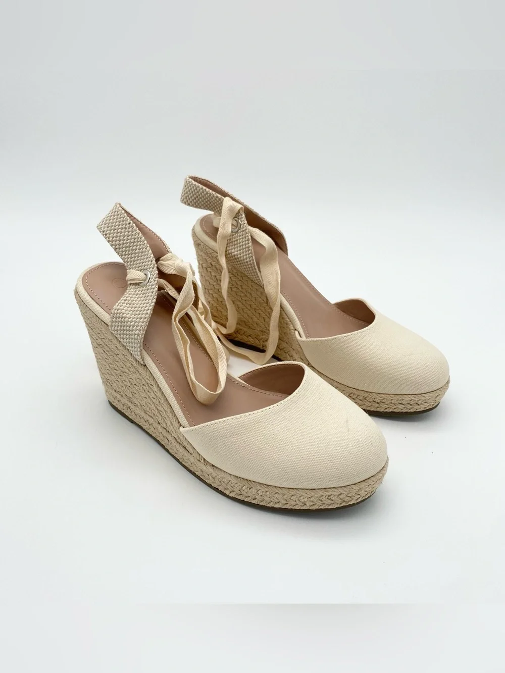 ZBY Espadrilles Wedges Light Beige Women’s Size 7.5